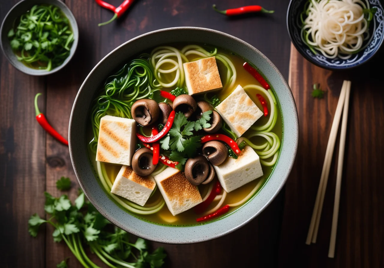 Vegetarian Noodle Soup with Tofu