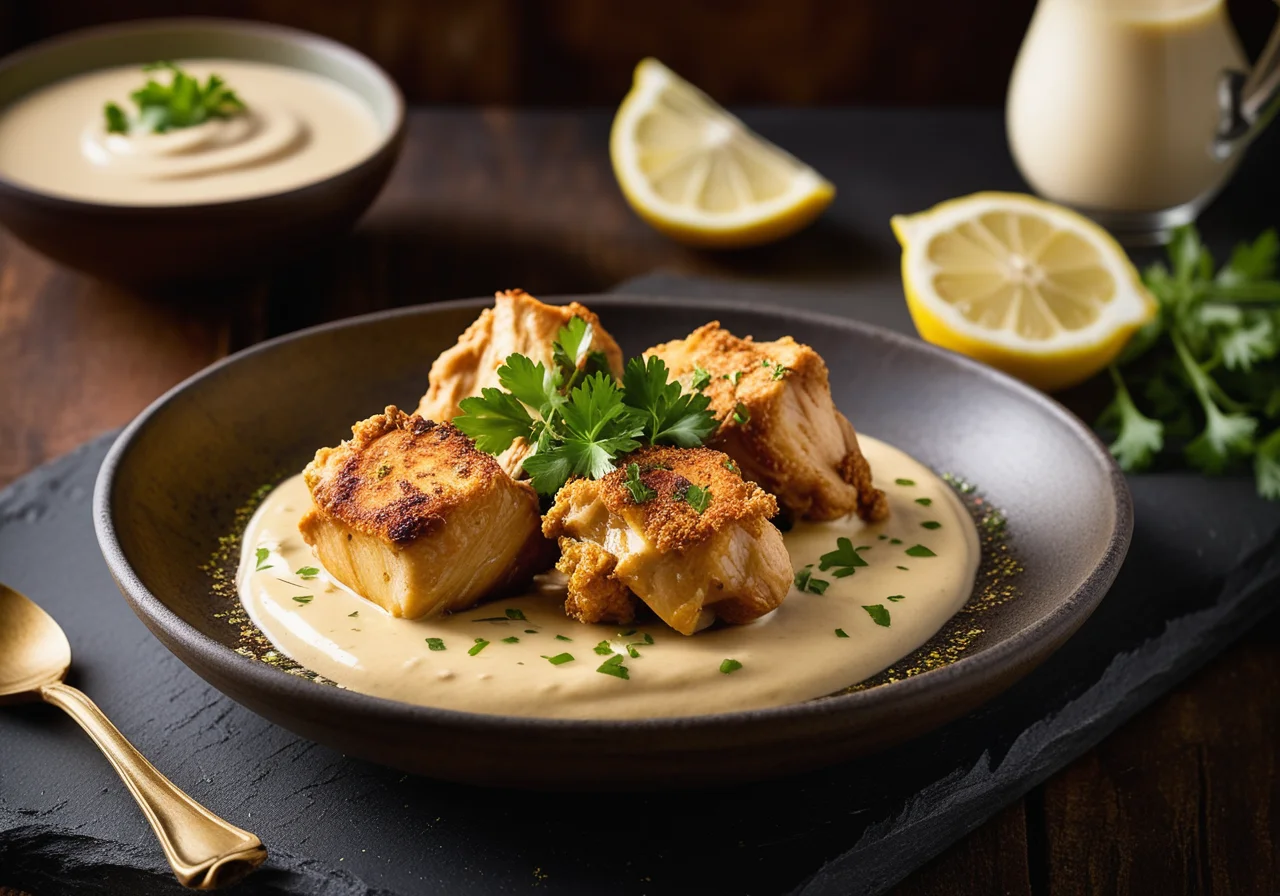 Baked Chicken Fillet Cubes with Curry and Coconut in Baking Paper