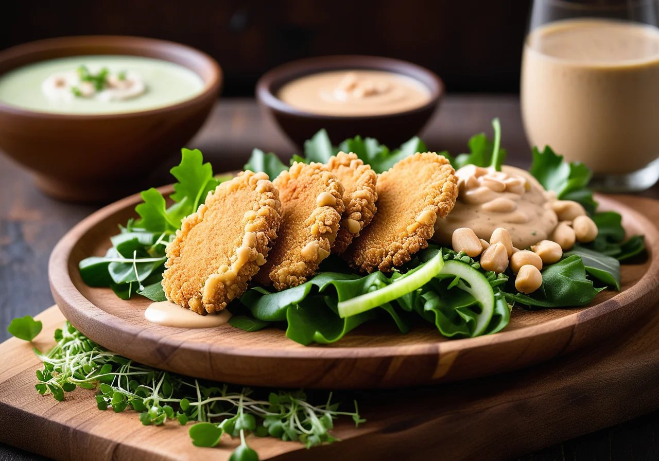 Panko Coconut Chicken with Peanut Sauce