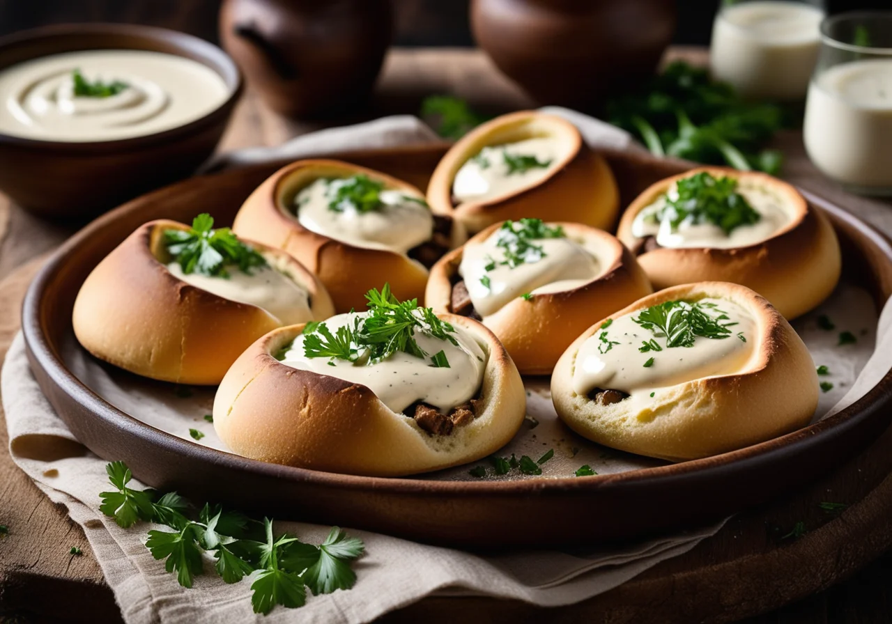Dough pockets with porcini filling for Easter