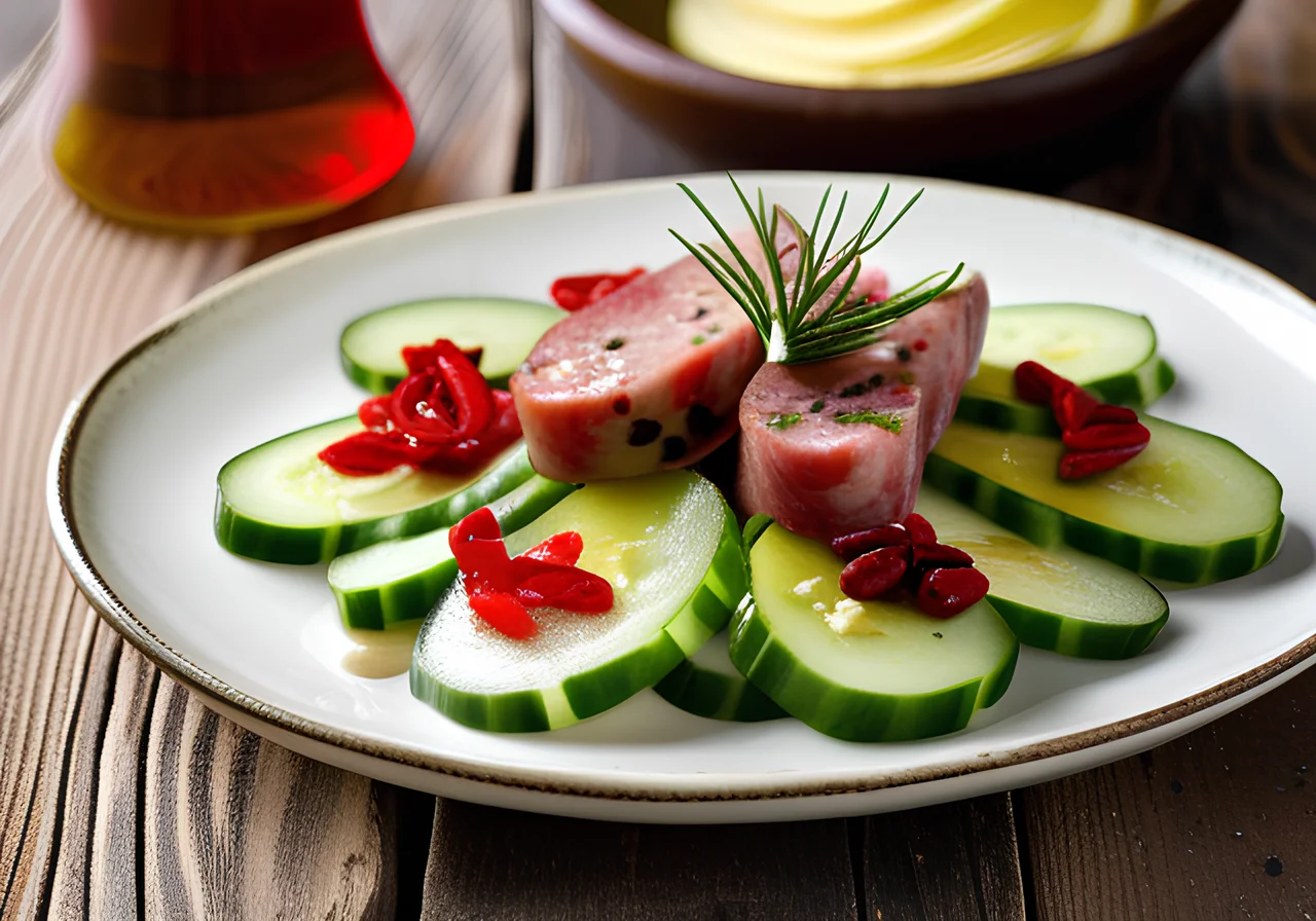 Baden-Style Sausage Salad with Cheese and Cucumber