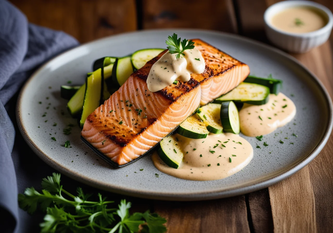 Salmon on Zucchini Strips