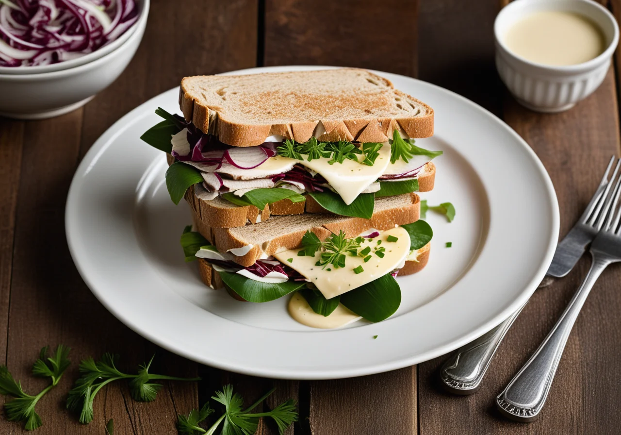 Lunch Sandwich with Radicchio Turkey Salad