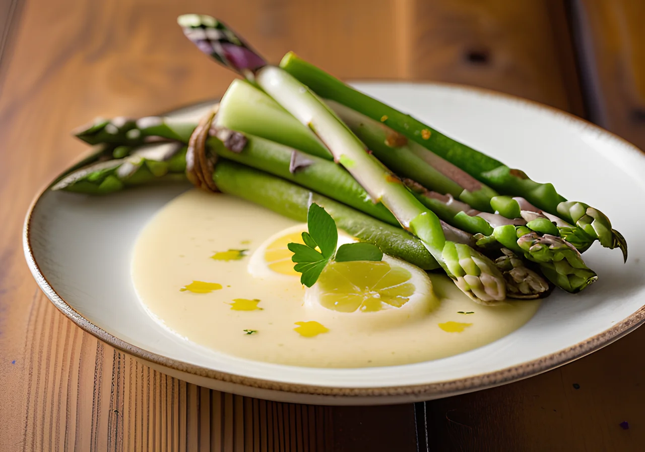 Lemon Fondue with Asparagus and Kohlrabi