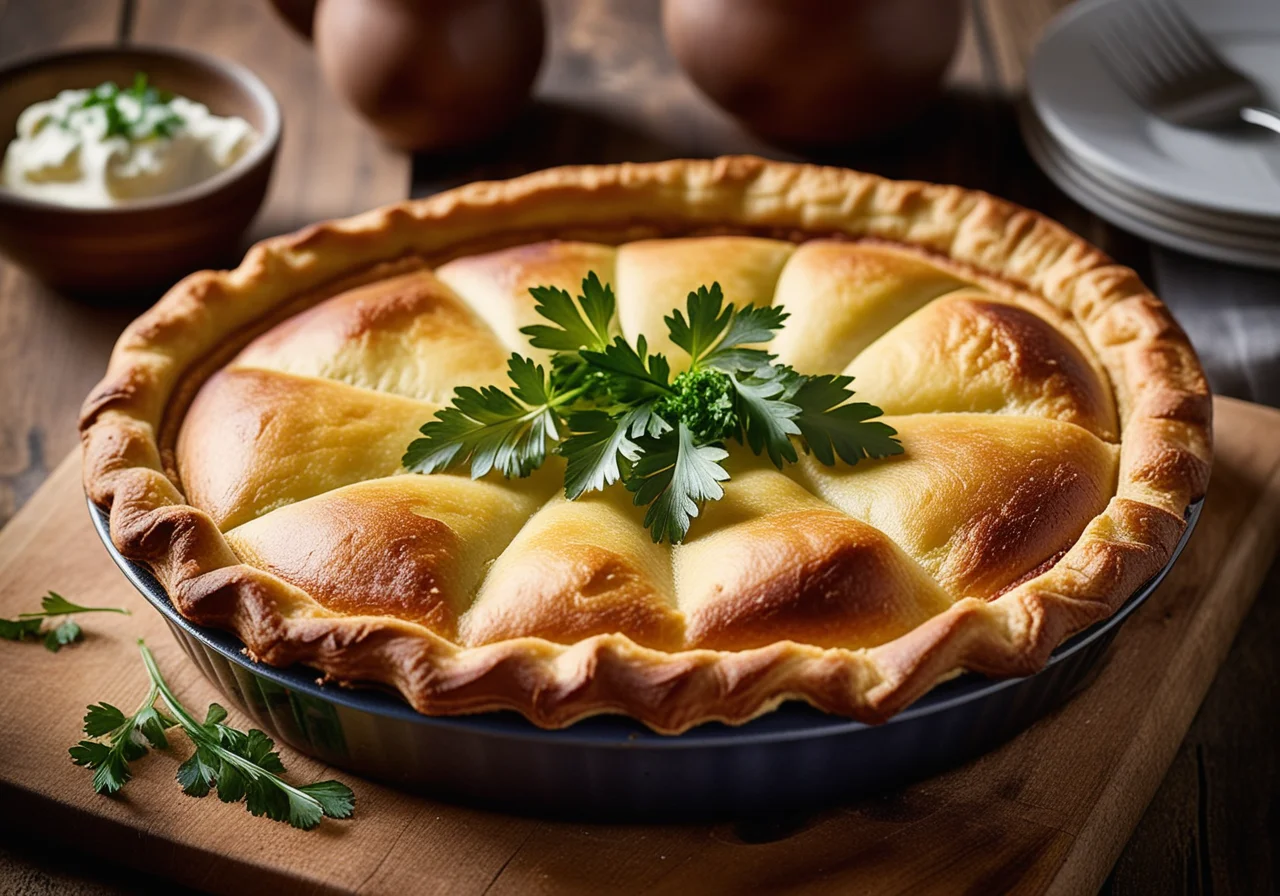 Potato Pie Filled with Meat