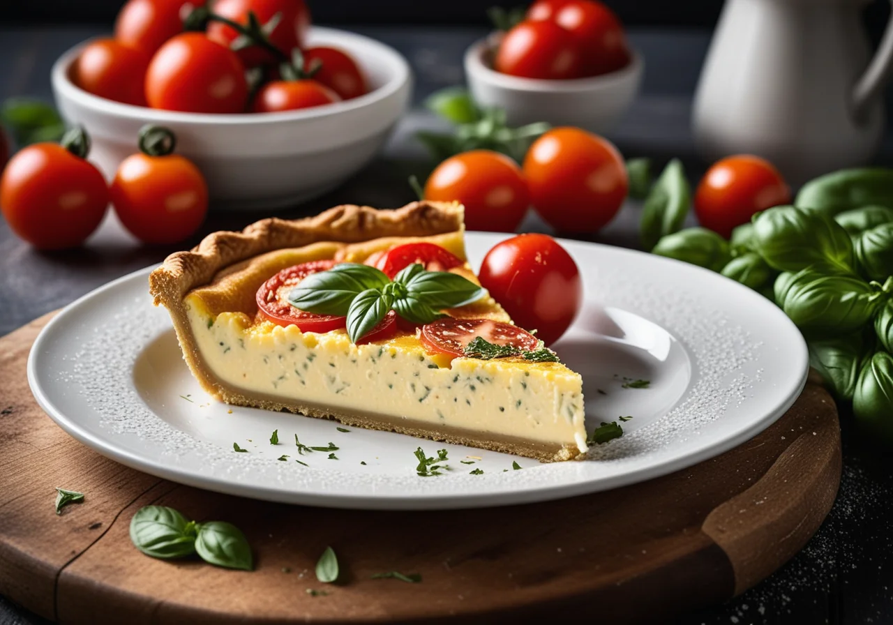Quiche with Tomato and Basil