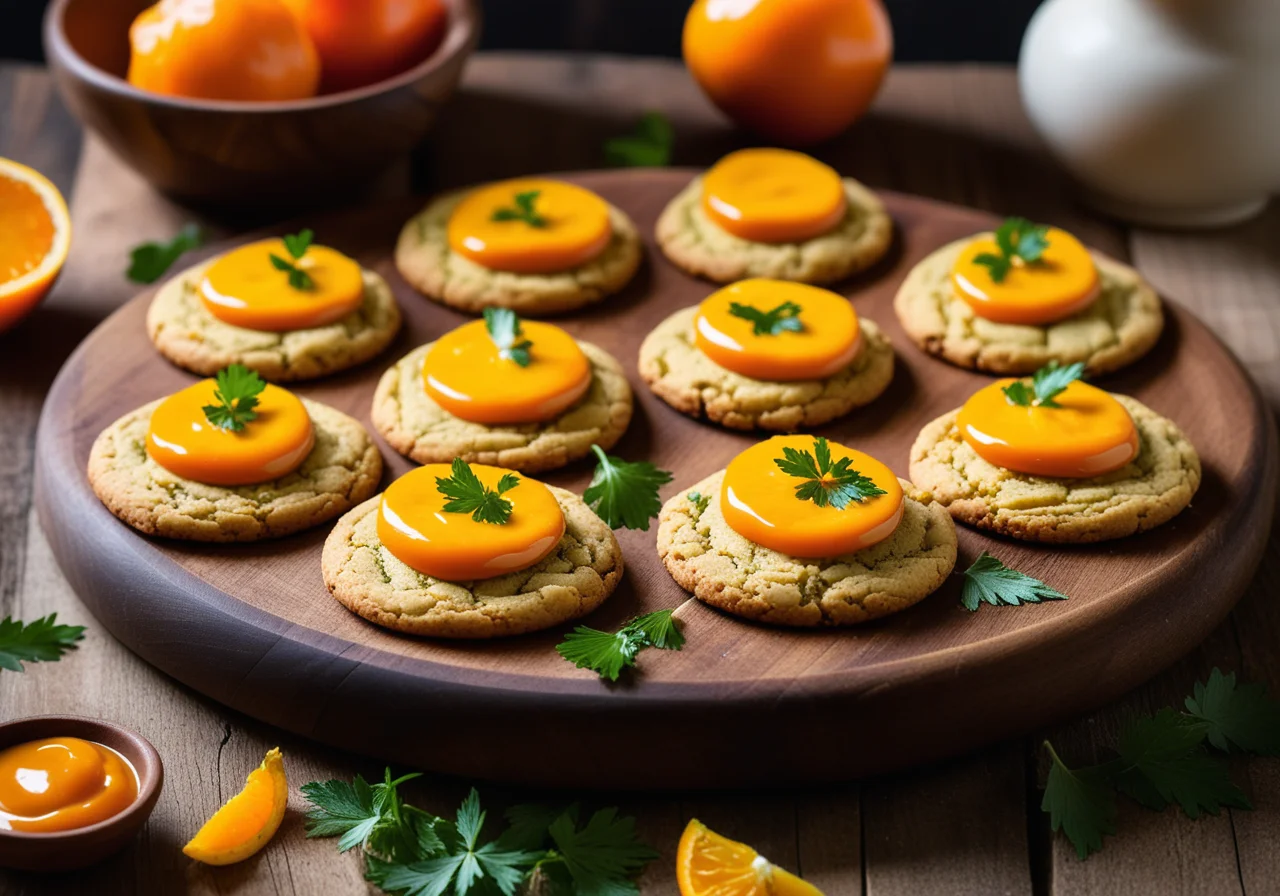 Zucchini Quark Cookies with Paprika Sauce