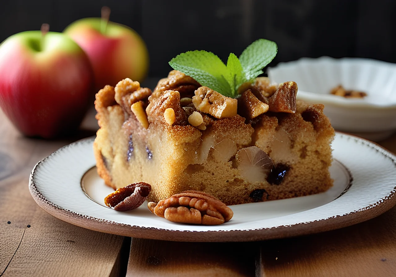 Apple Cake with Walnuts and Raisins