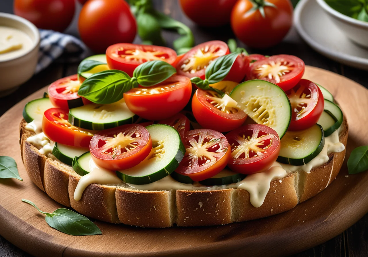White Bread with Tomatoes, Zucchini and Gruyère