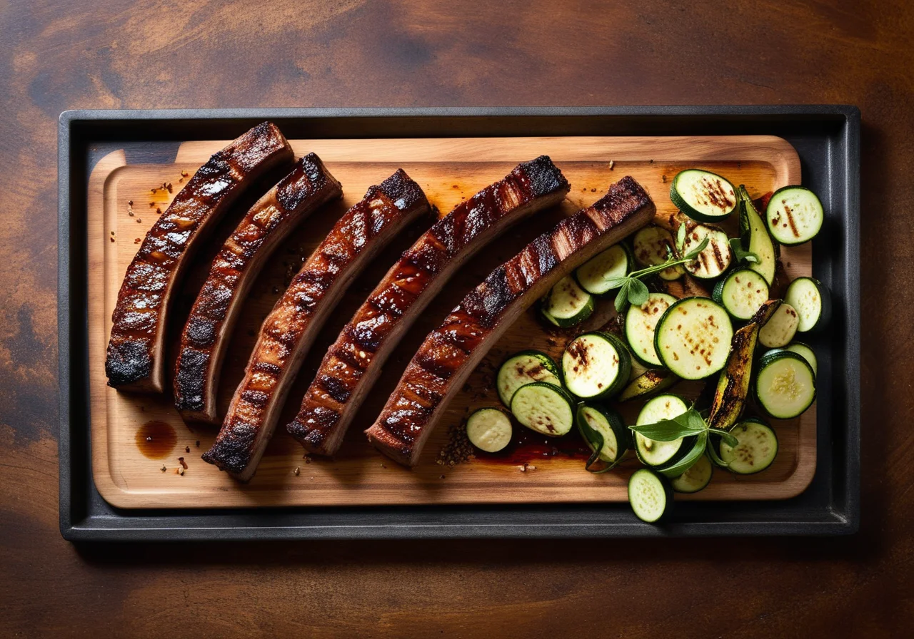 Grilled Pork Ribs and Zucchini