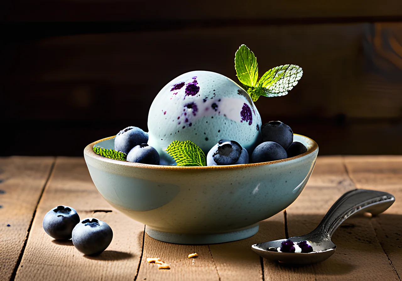 Yogurt Ice Cream with Blueberries