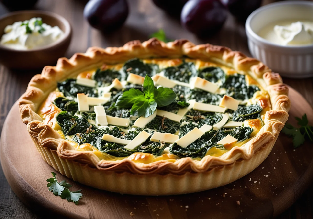 Spinach Quiche with Root Vegetables and Feta