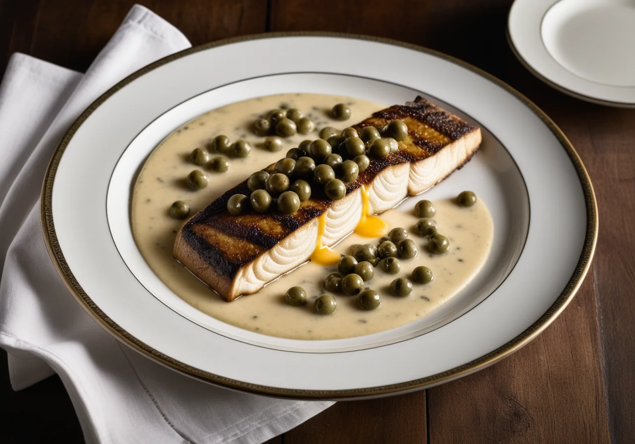Victorian Bass with Garlic Capers Sauce