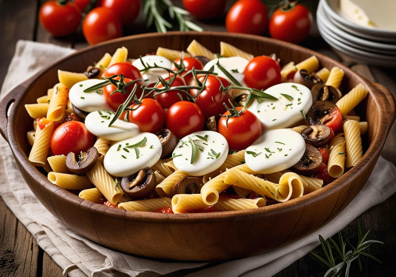 Pasta Bake with Tomatoes and Mushrooms
