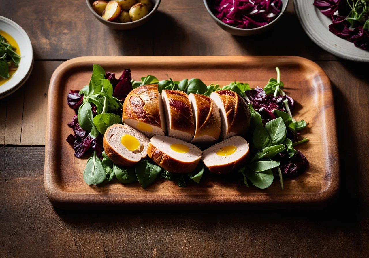Stuffed Turkey Roll with Salad