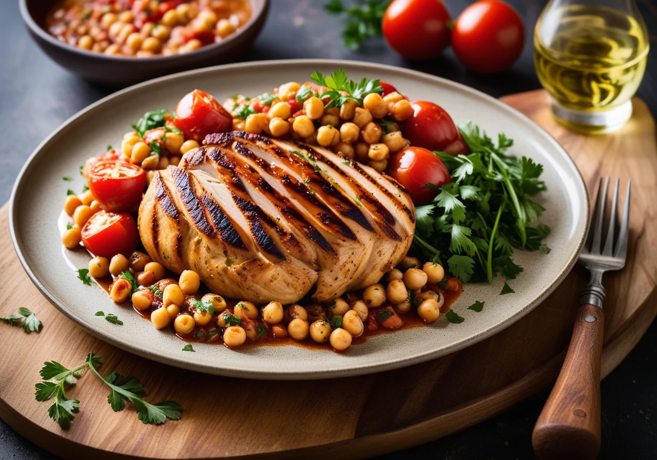 Chicken breast with chickpea vegetable