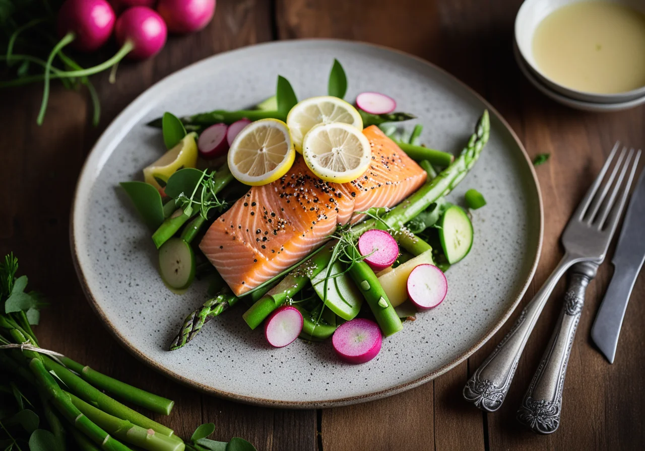Salmon Trout with Vegetable Salad