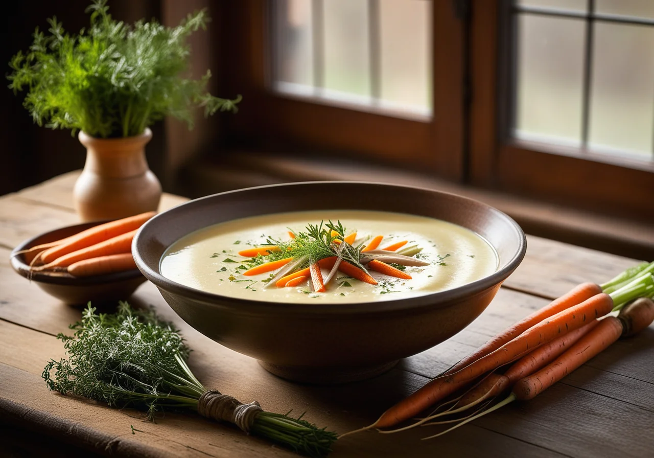 Goose Soup with Vegetable Julienne