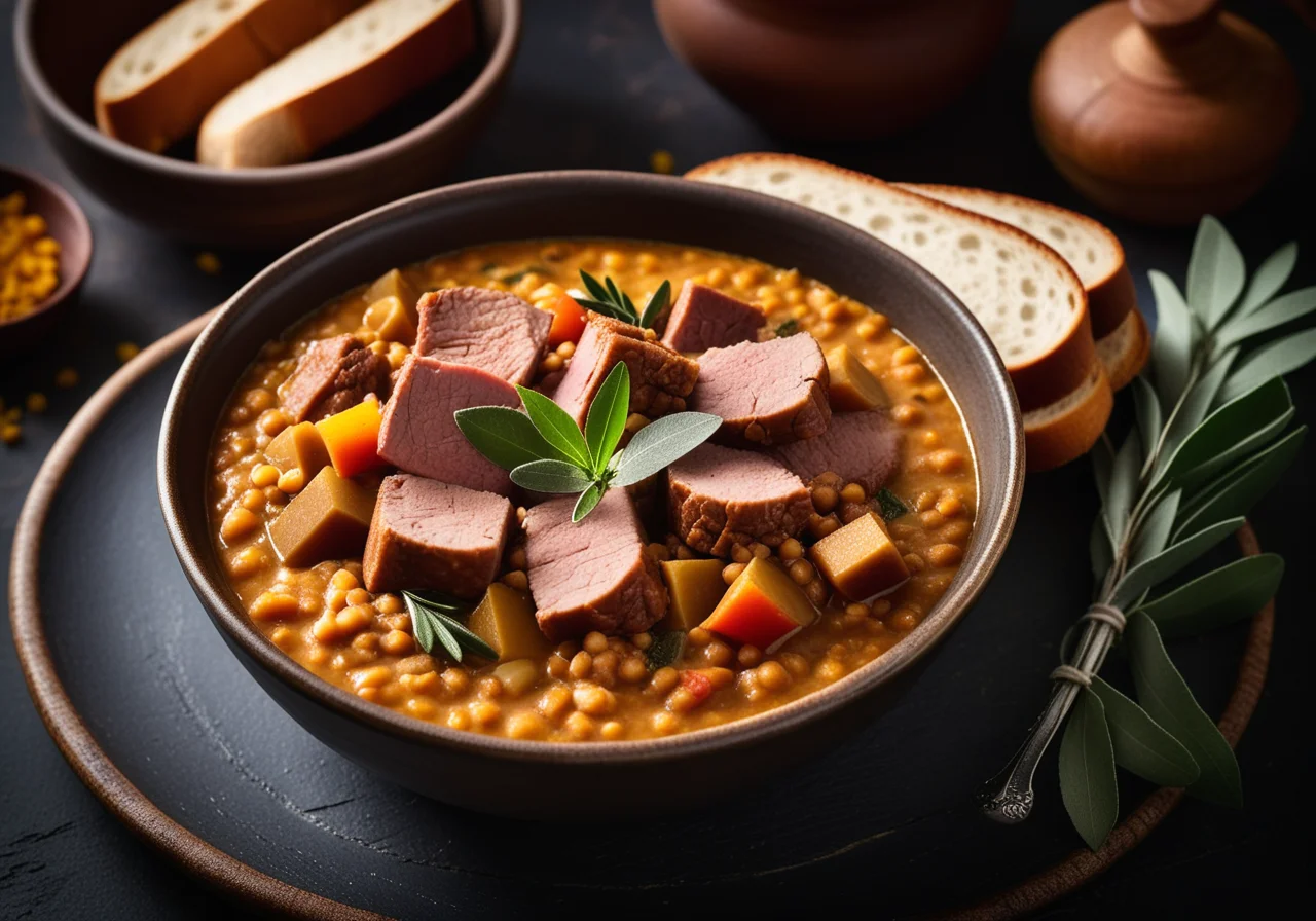 Lentil Stew with Pork and Sausages