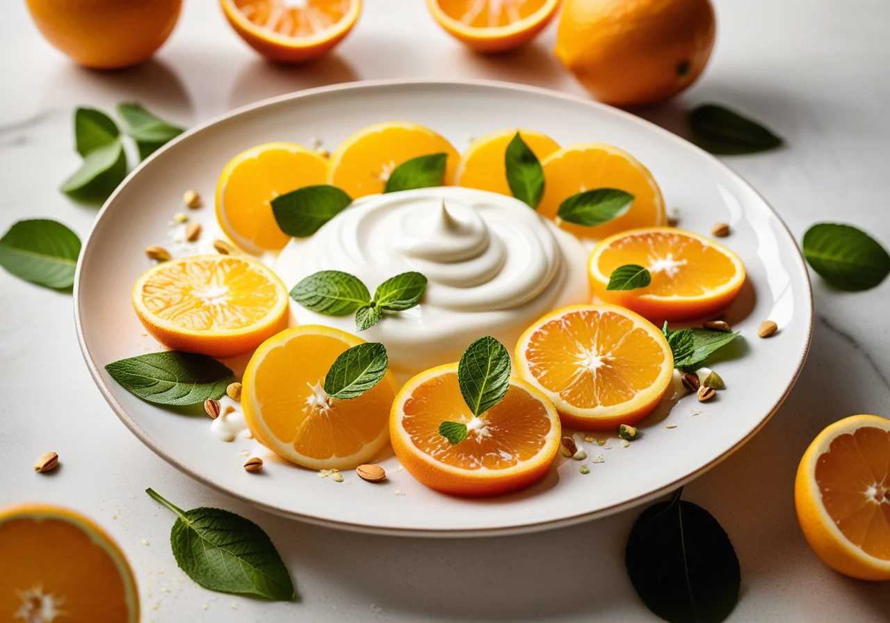 Carpaccio of Orange Fillets with Pistachios and Yogurt