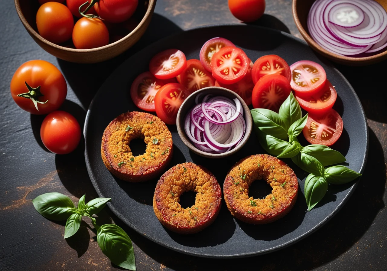 Millet Patties with Tomato Salad
