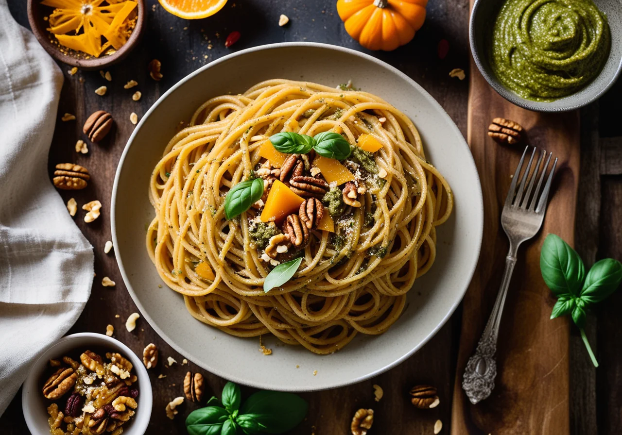 Spaghetti with Pumpkin and Walnut Pesto
