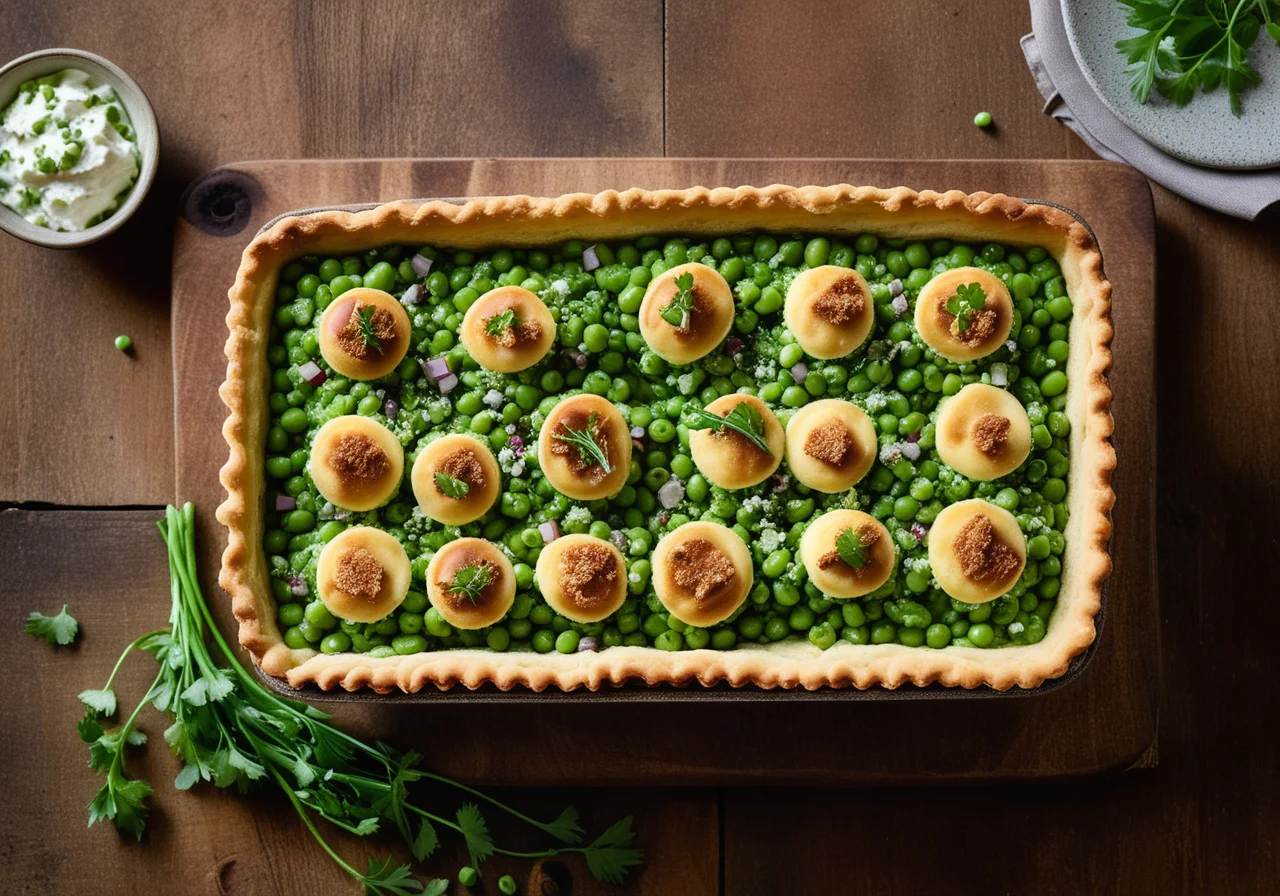 Pea and Bean Salad with Herbs and Baked Goat Cheese