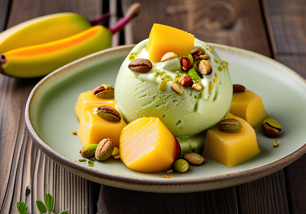 Pistachio Ice Cream with Ginger for Valentine's Day