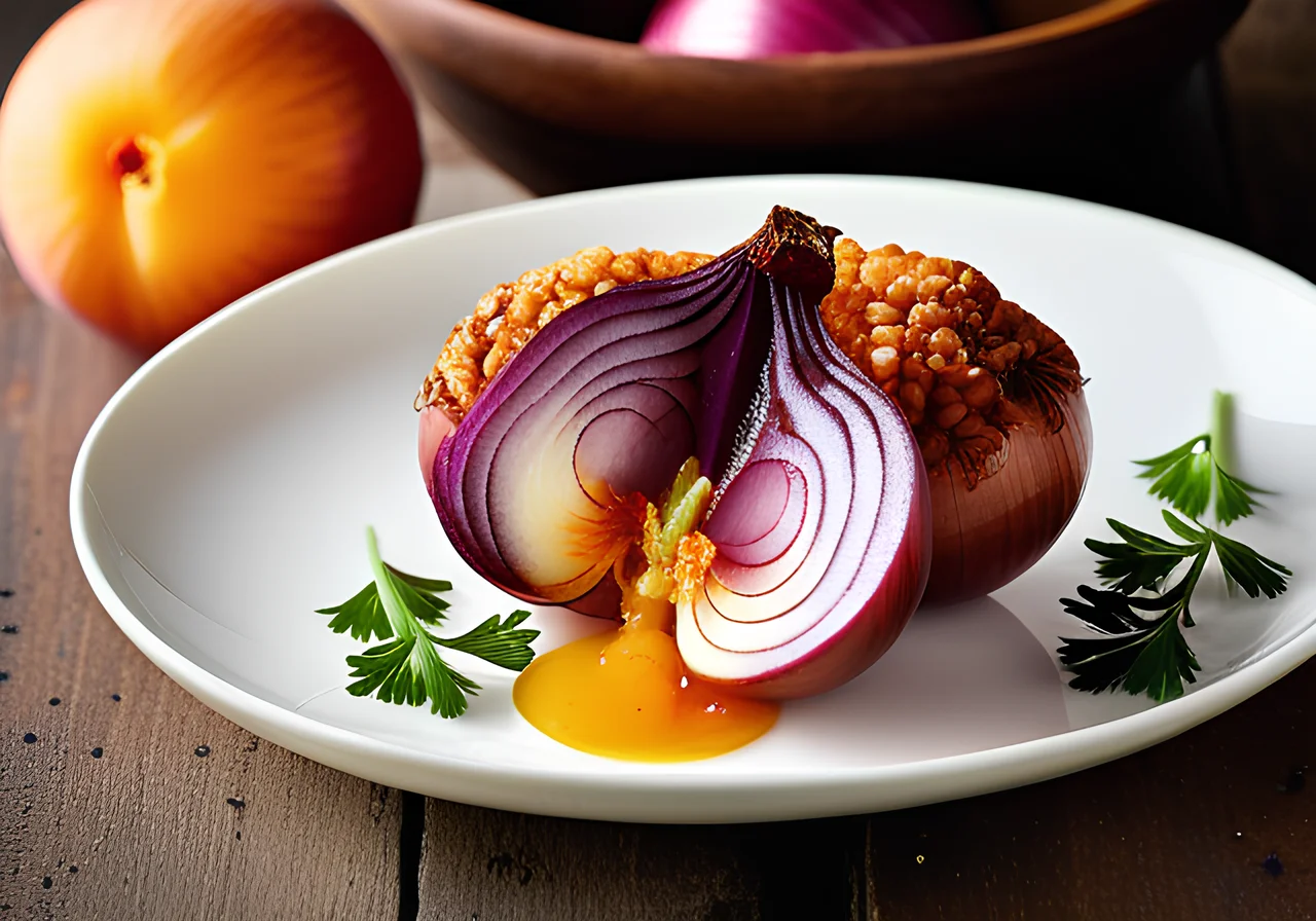 Red Onions Stuffed with Couscous and Apricots