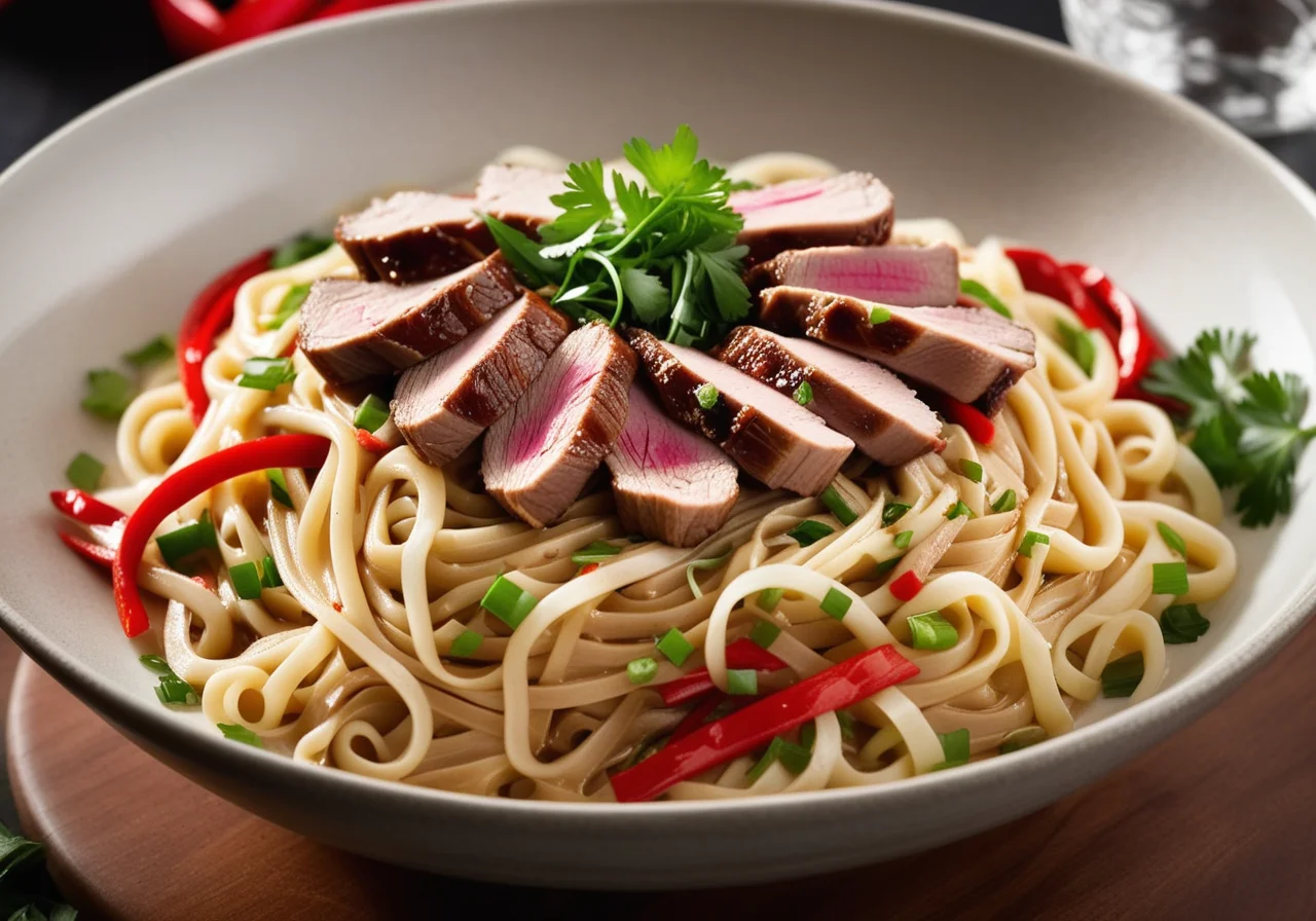 Chinese Egg Noodles with Duck Breast