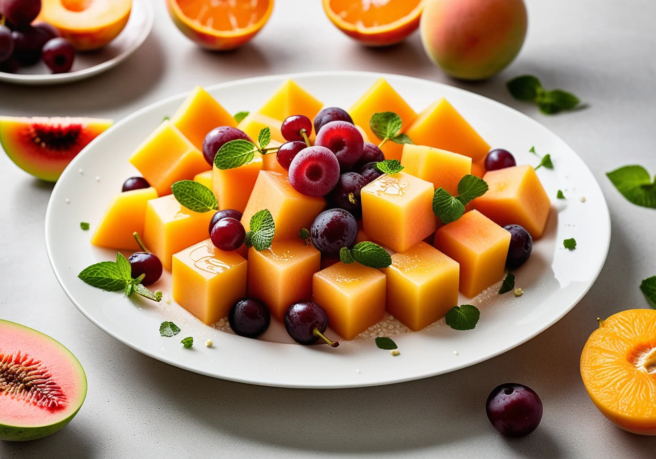 Melon Salad with Grapes, Apricots and Figs