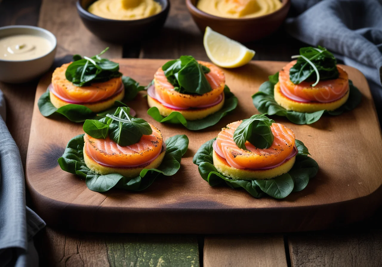 Polenta Cakes with Salmon