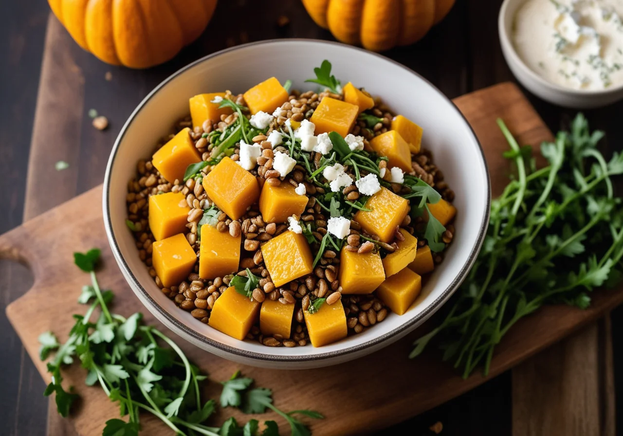Lentil Pumpkin Salad with Goat Cheese