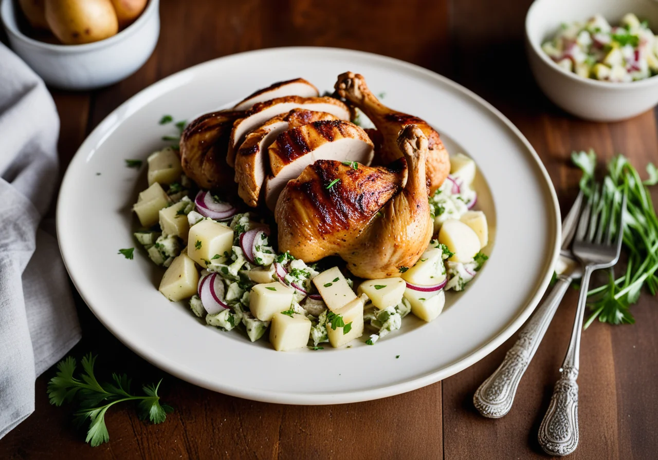 Roasted Chicken with Potato Salad