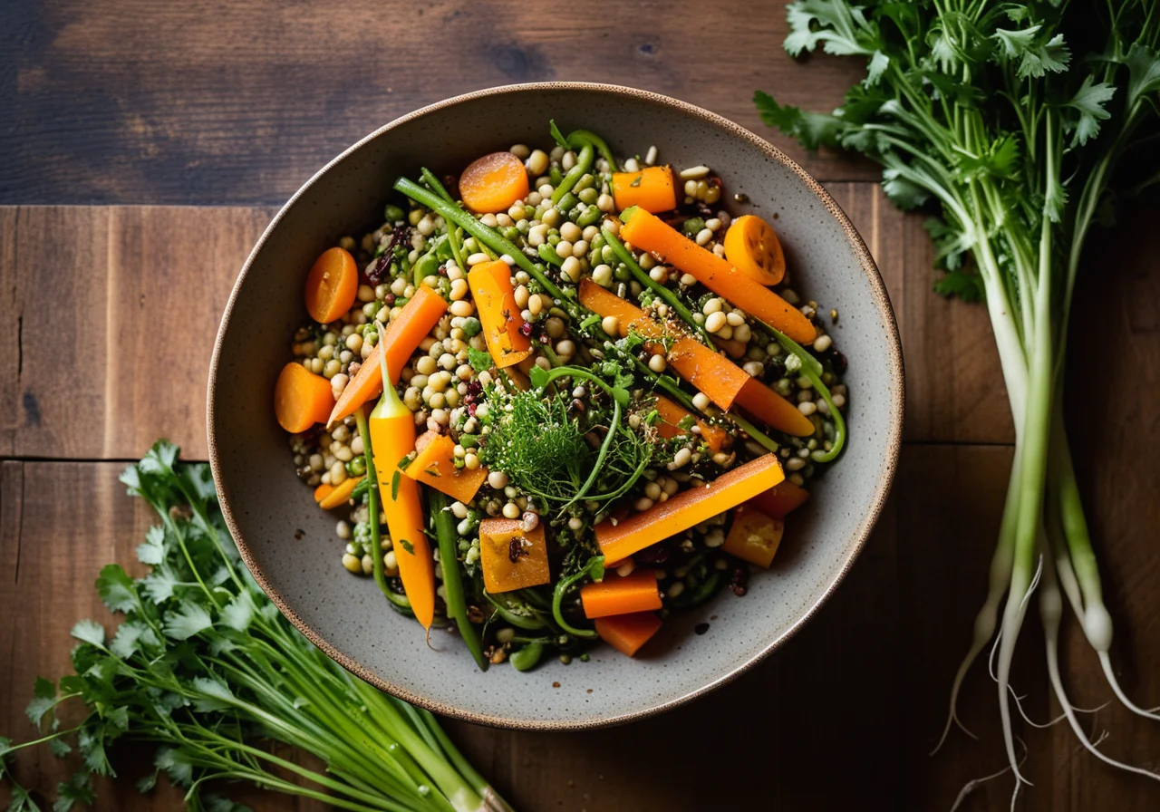 Carrot-Leek Pan with Sprouts