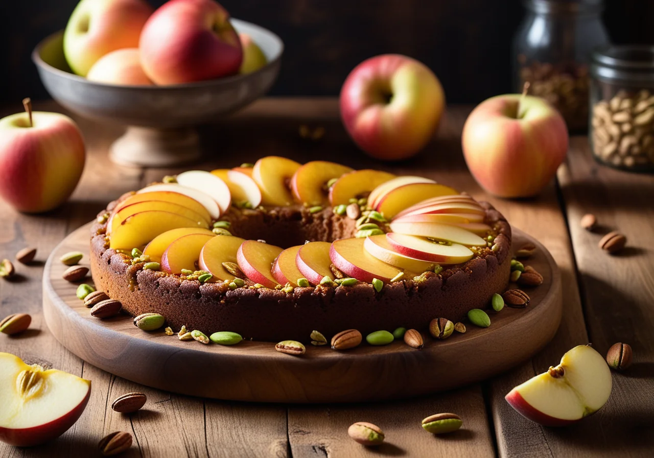Sunken Apple Cake with Apricots