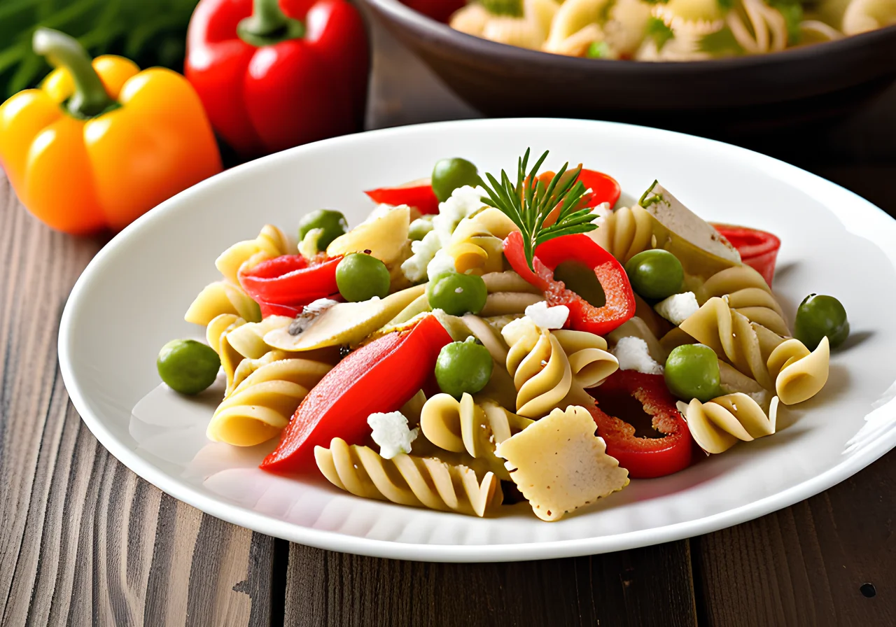 Pasta Salad with Bell Pepper and Sheep Cheese
