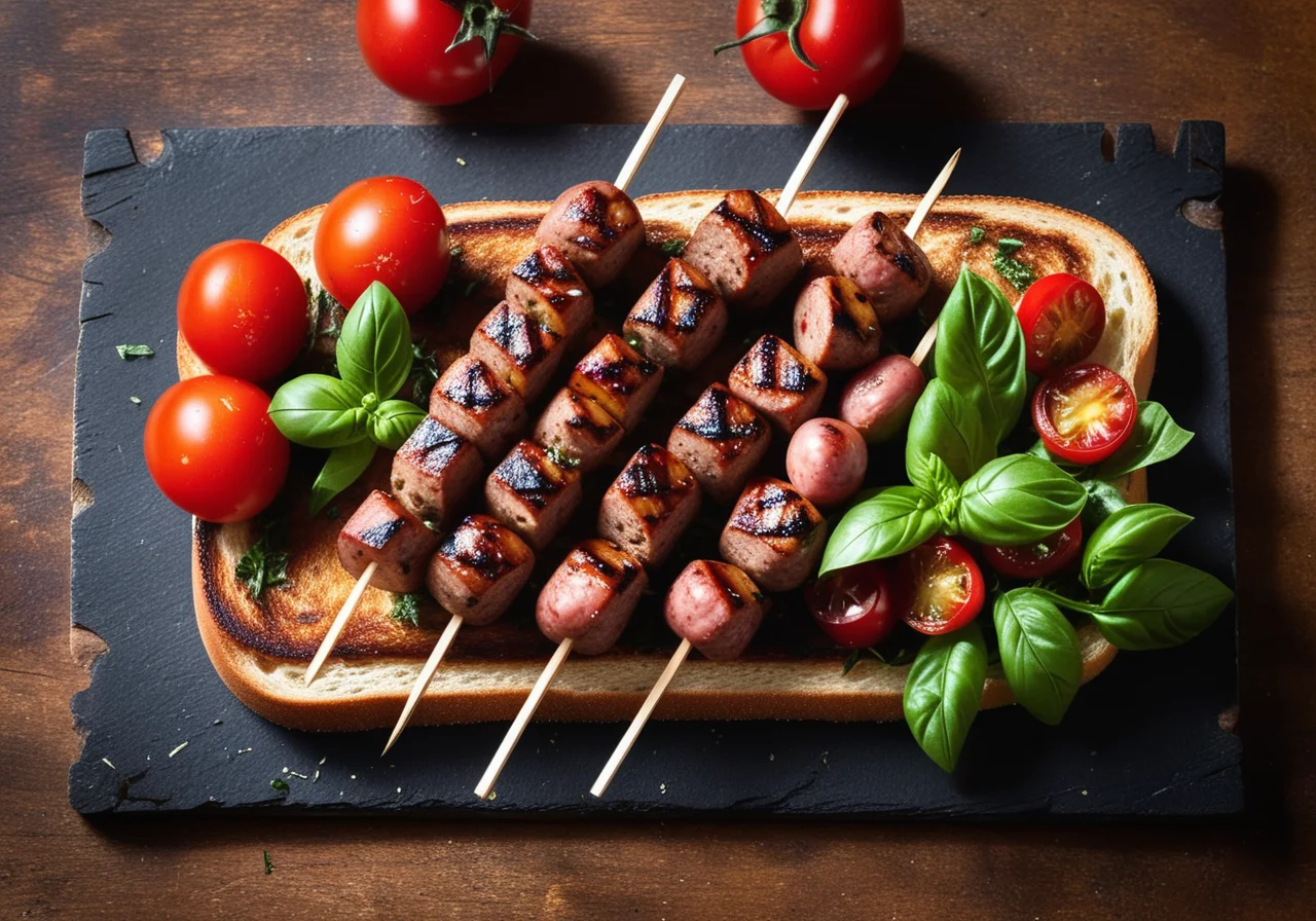 Grilled Sausage Skewers with Salad