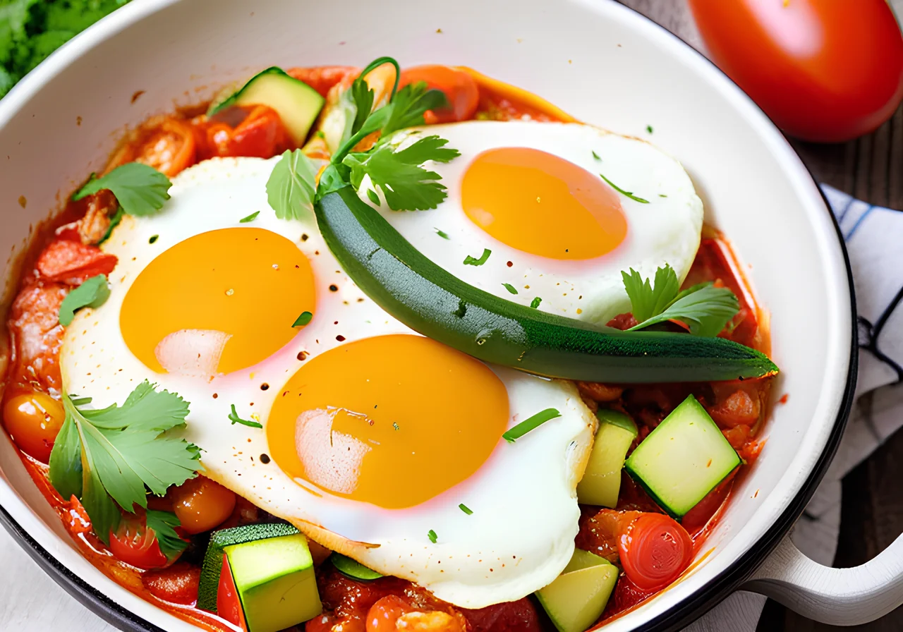 Shakshuka with Tomatoes and Zucchini