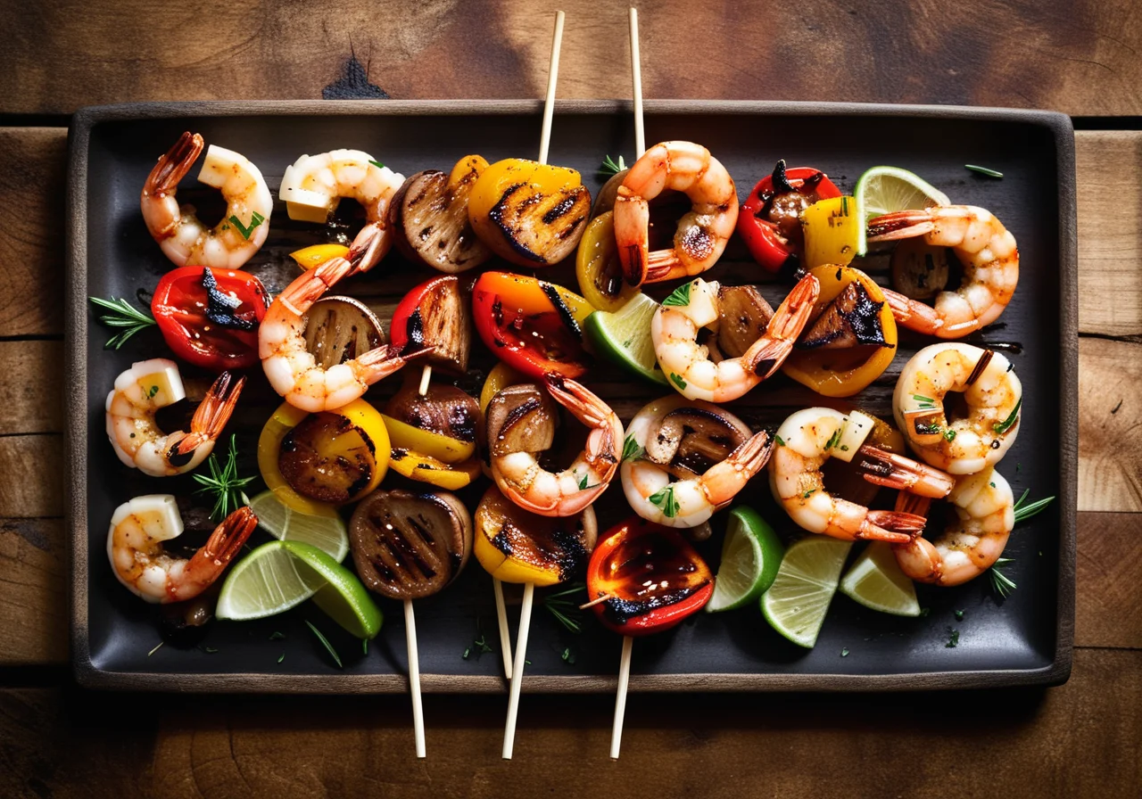 Shrimp Skewers with Grilled Vegetables