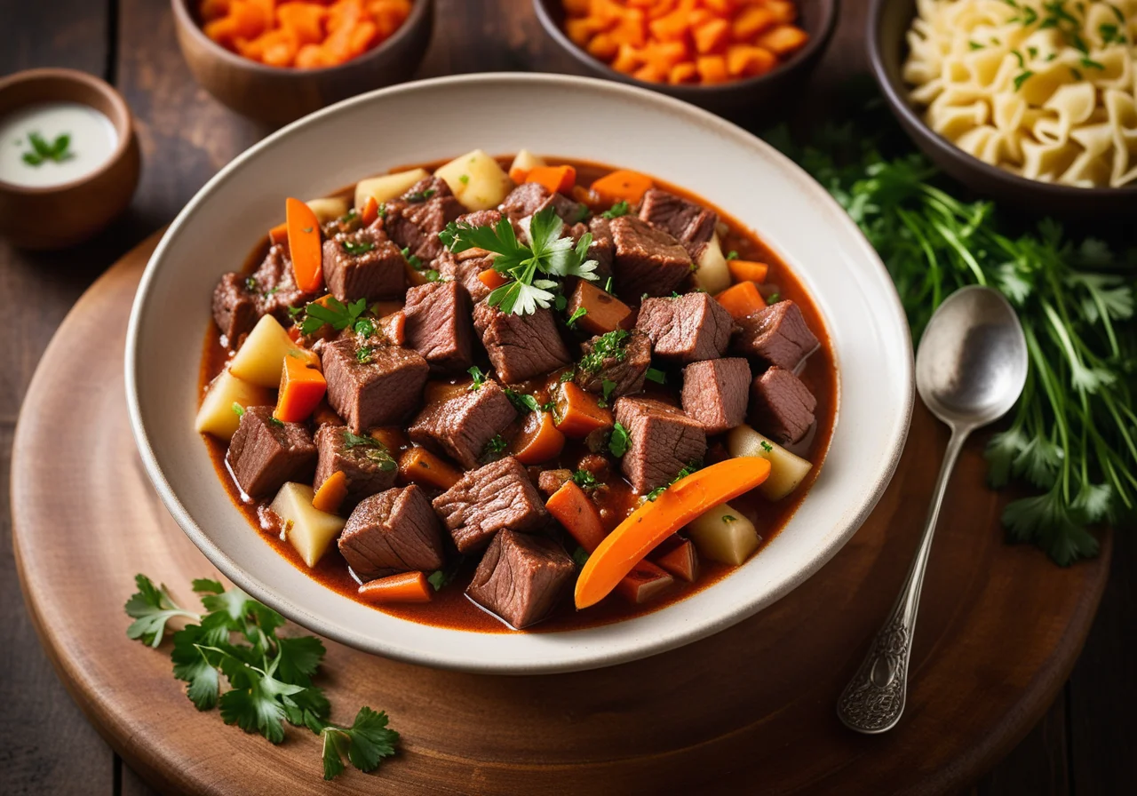 Goulash with Carrots and Spaetzle
