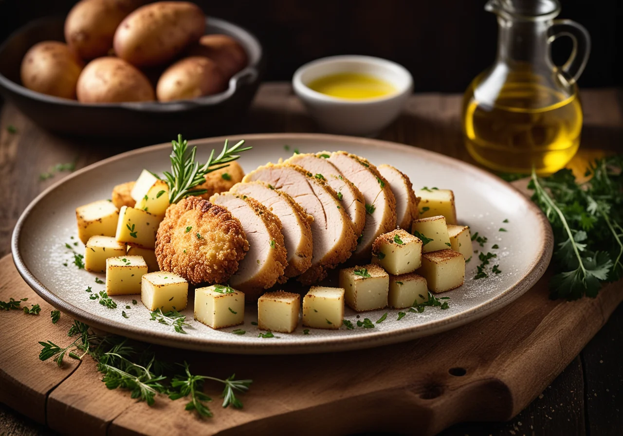 Breaded Chicken Breast with Potatoes