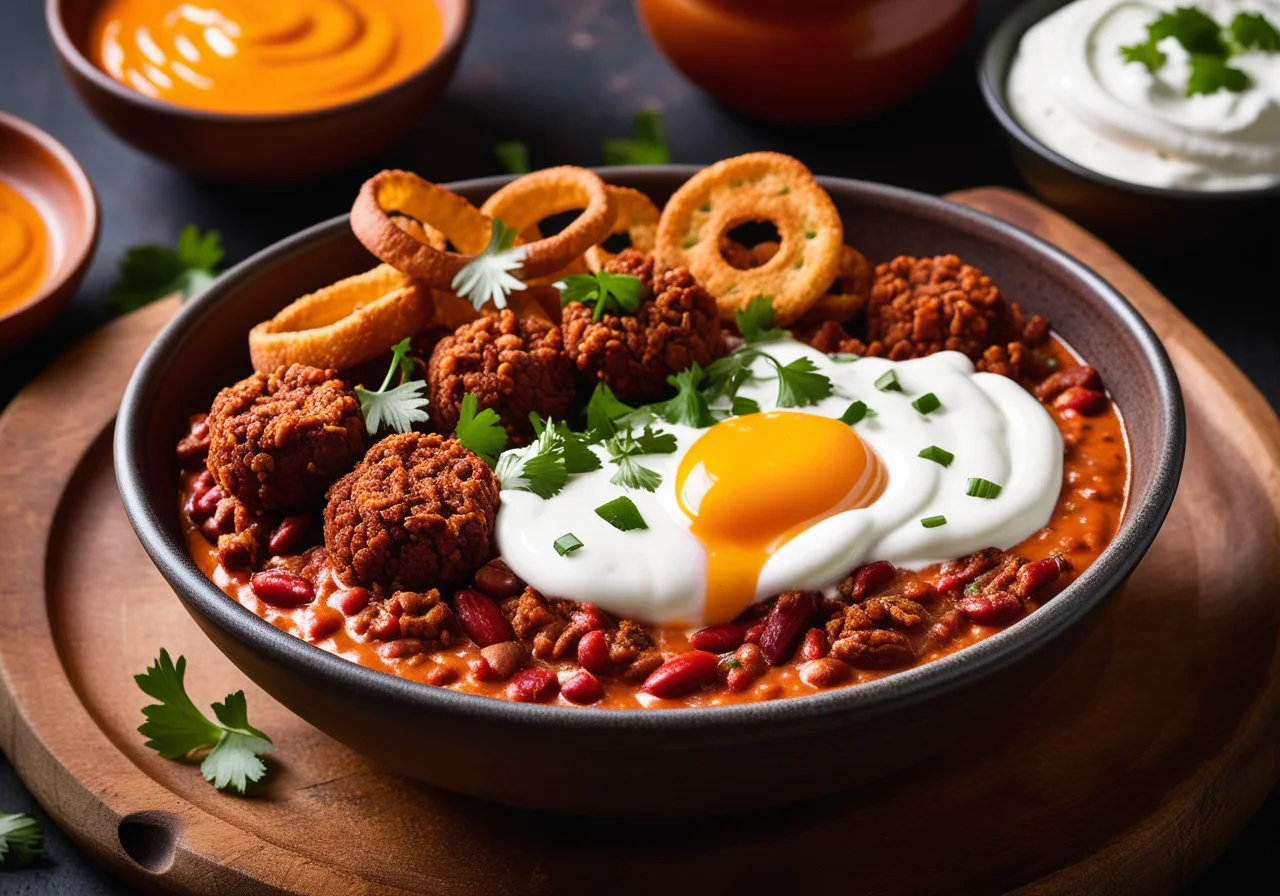 Chili sin Carne with Sweet Potato Fries