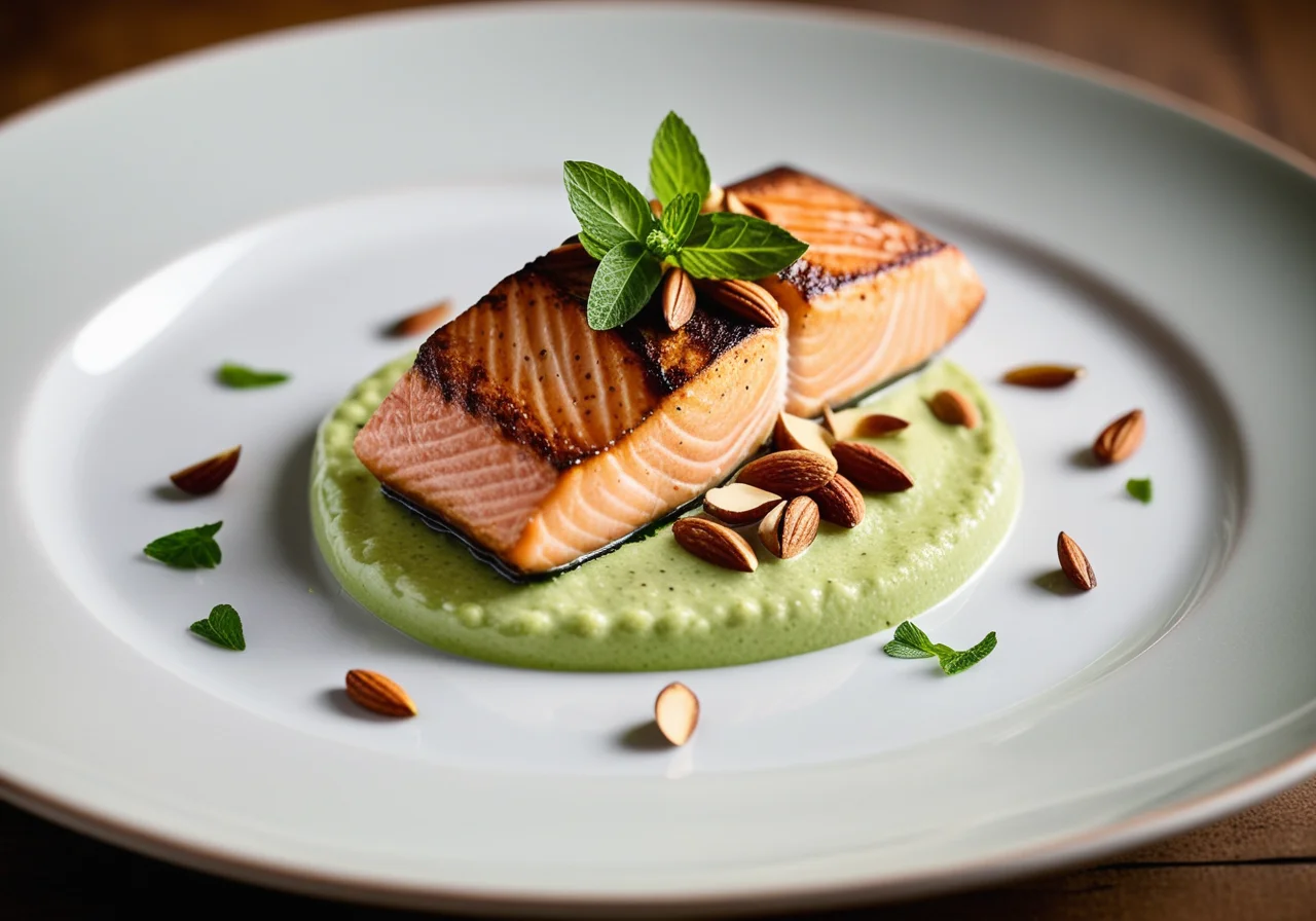 Lemon Salmon on Grana Padano Pea Puree
