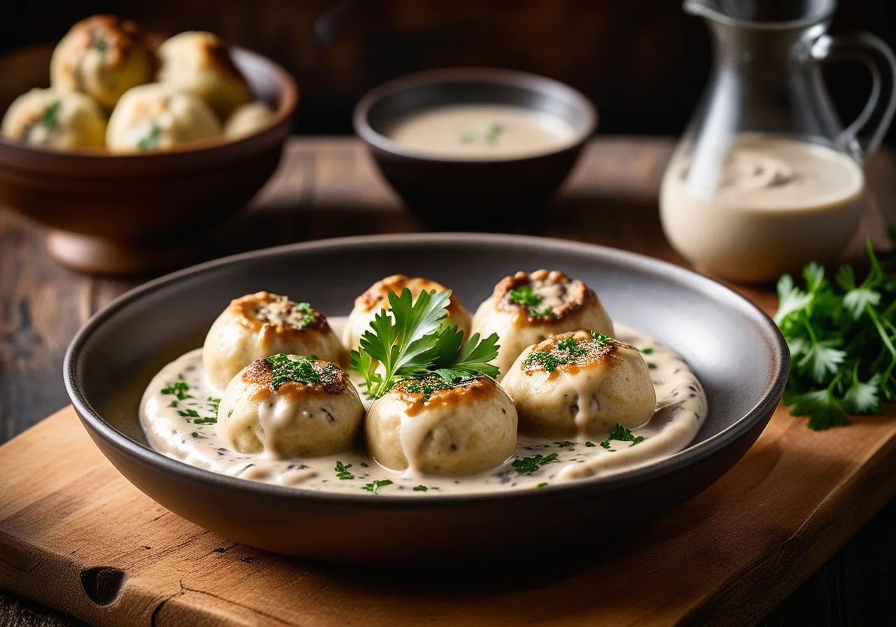 Semmelknödel with Mushroom Sauce