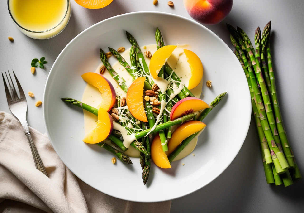 Asparagus Salad with Peach and Parmesan Mousse