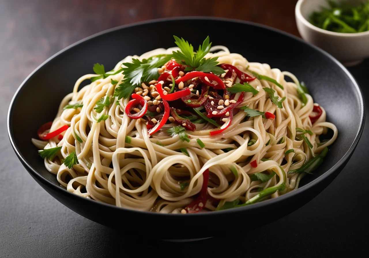 Chinese Ribbon Noodles with Herbs
