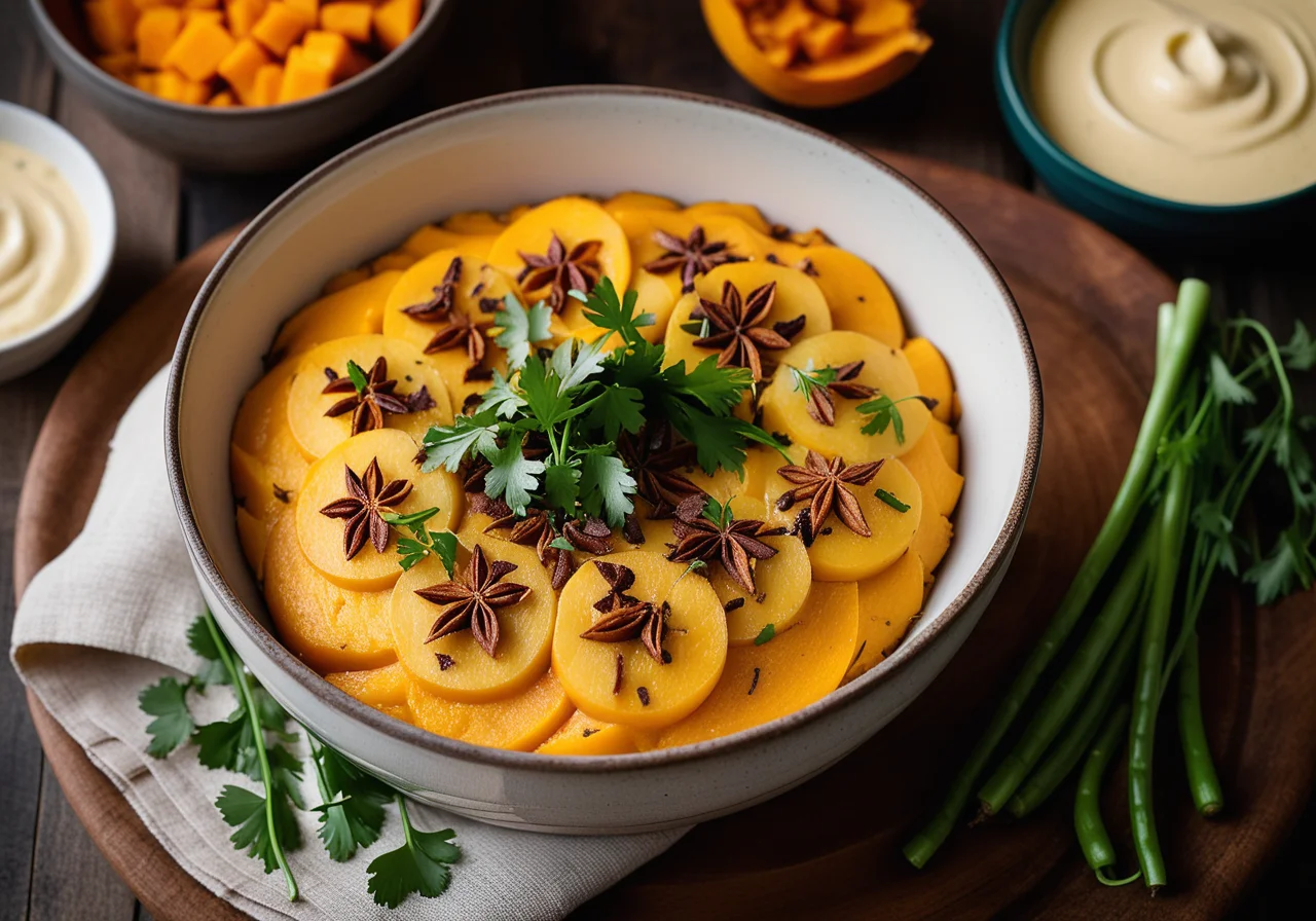 Potato-Butternut Squash Casserole with Coconut Milk and Coriander