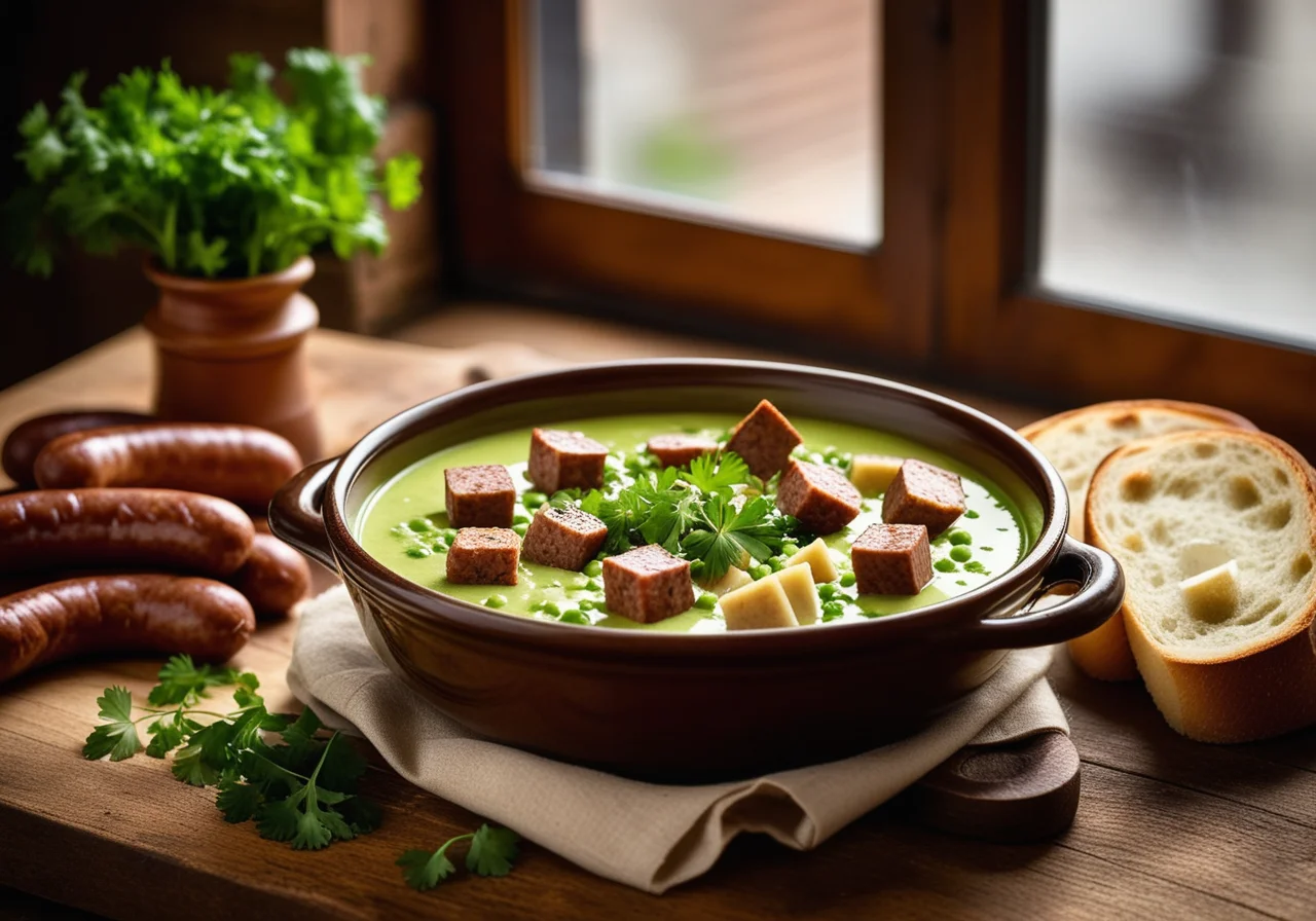 Pea Stew with Sausages