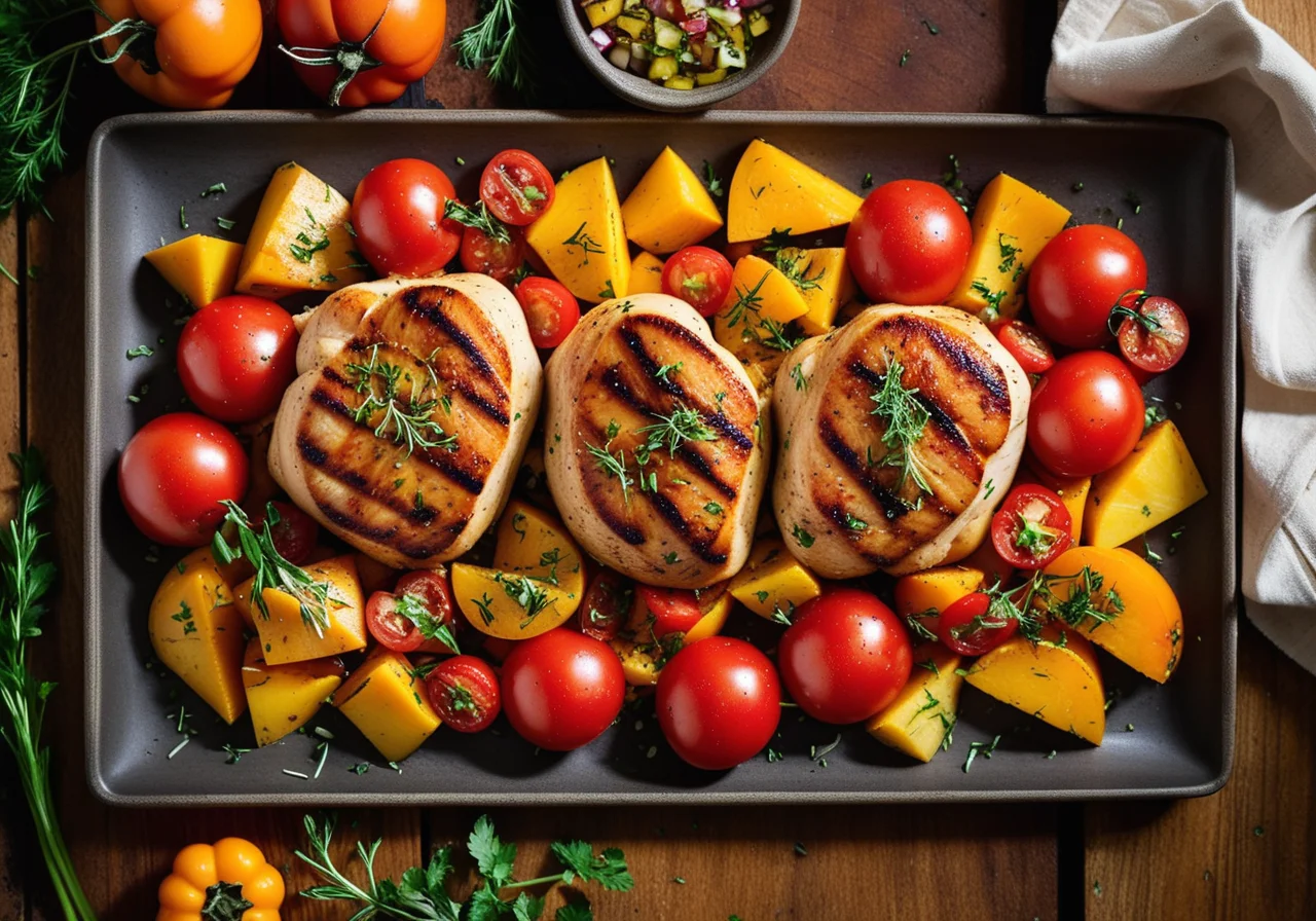 Chicken Breast on Colorful Vegetables